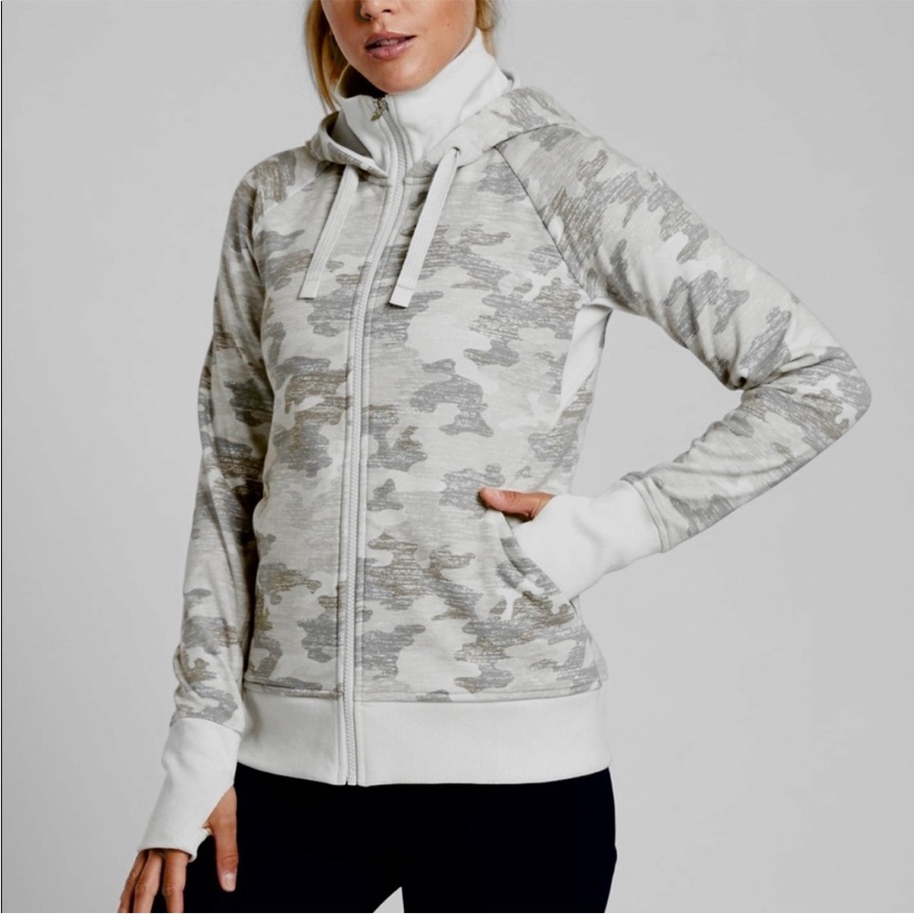 Athleta Camo Women's Triumph Printed Camouflage Zip Up Hoodie Size Small EUC